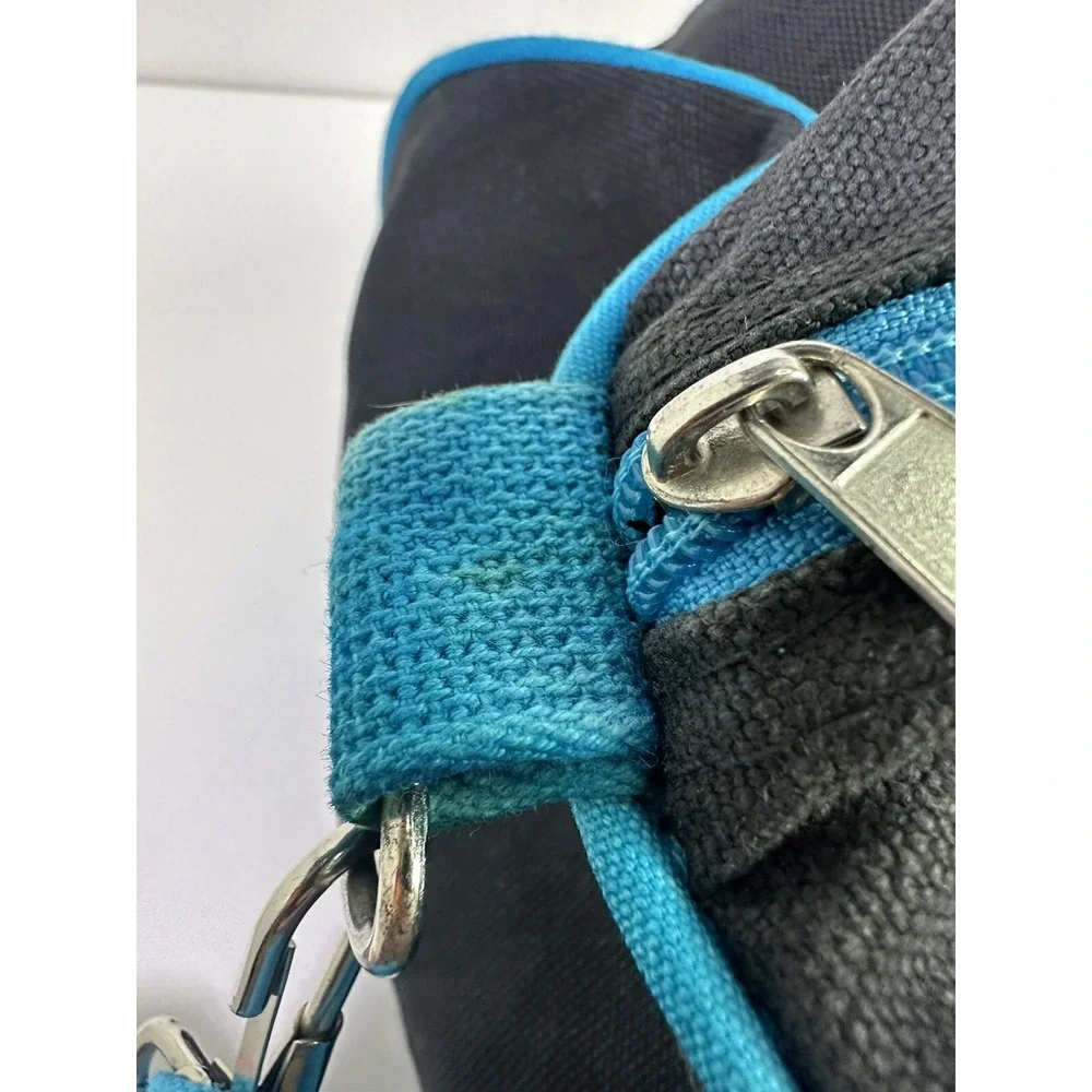 RARE Y2K Reebok Black Cotton Denim Gym Duffle 90s Teal Blue READ DESCRIPTION